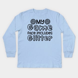 My Game Day Face Includes Glitter Cheerleader Cheer Cute Funny Kids Long Sleeve T-Shirt